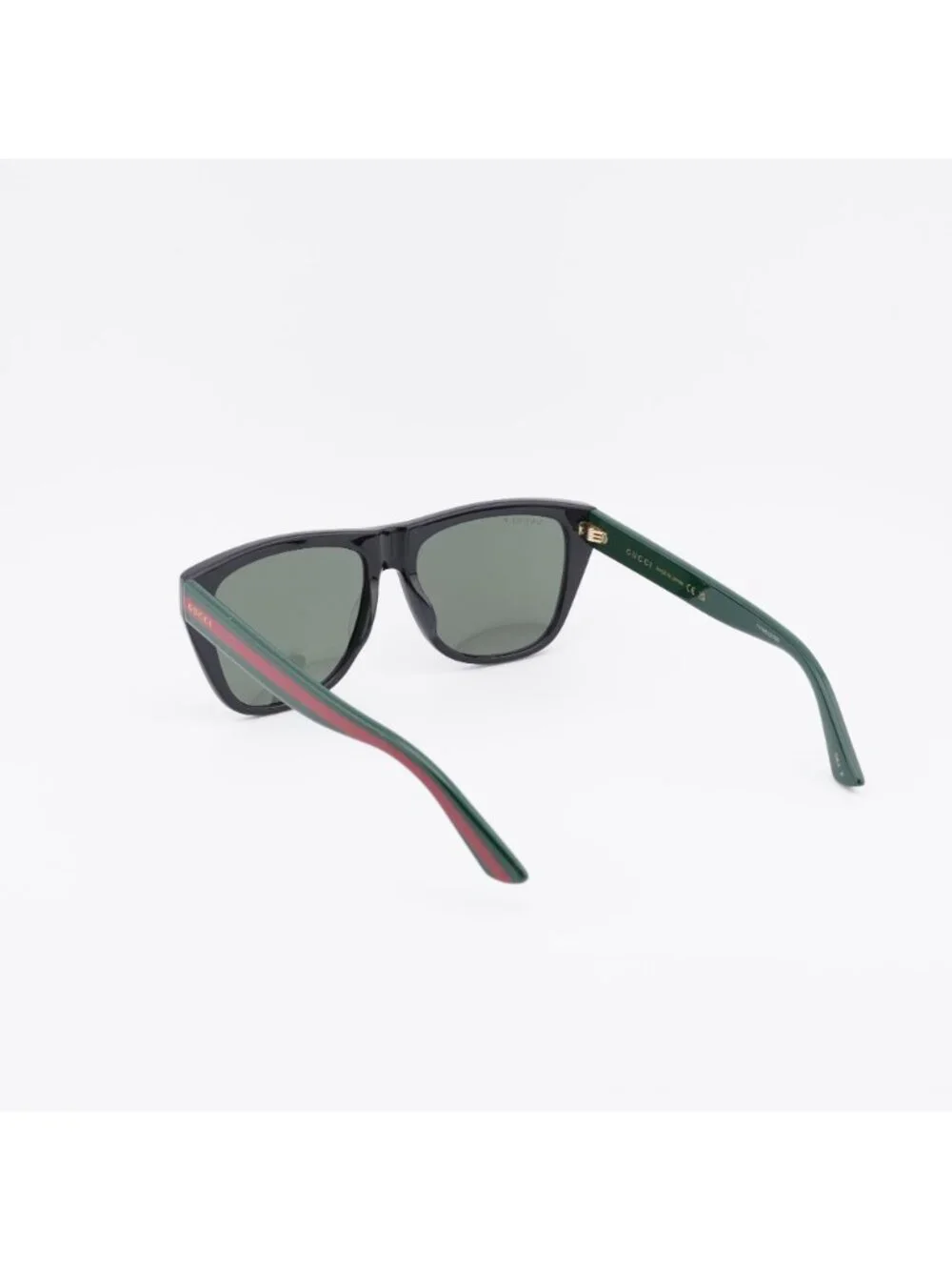 Gucci GG0926S 006 Sunglasses Black Square Frame, Green Polarized Lenses